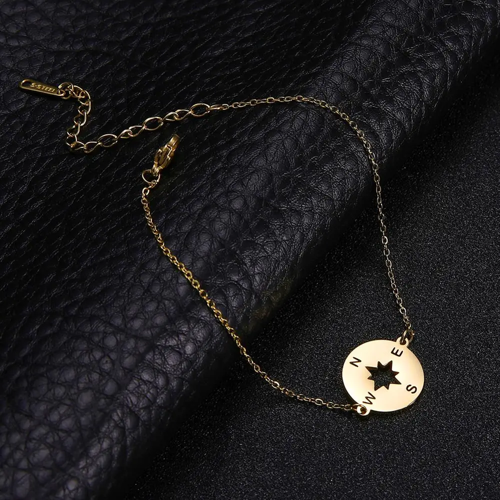 Skyrim компас женский браслет из нержавеющей стали золотистого цвета Круглый Шарм