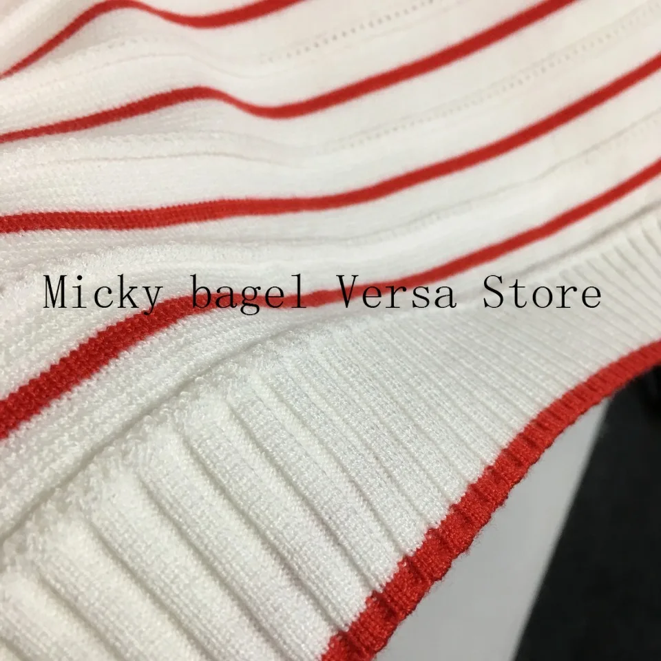 

luxury design classic stripe stitching fashion women's round neck long sleeve Pullover temperament versatile knitting sweater