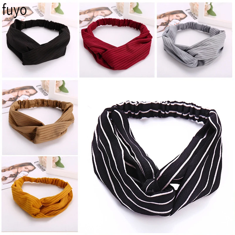 Зимняя Теплая повязка на волосы тюрбан для женщин новинка Вязаный Галстук с