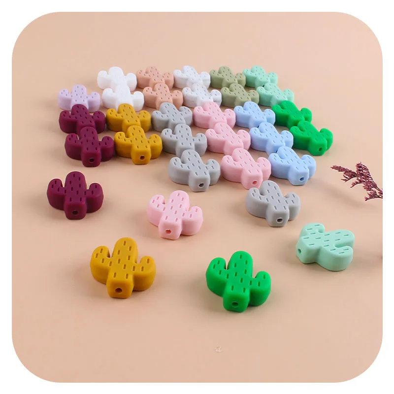 Kissteether-chupete de silicona de grado alimenticio sin BPA para reci&eacute;n nacidos, mordedor de Cactus para beb&eacute;s, 5 uds.-2