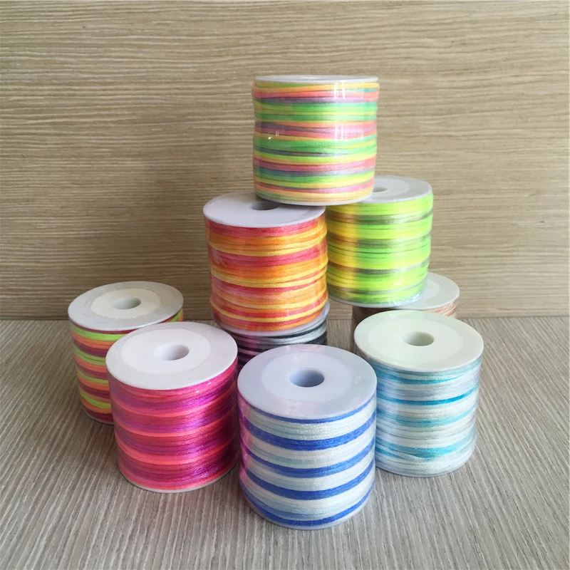 YUMUZ 2 мм многоцветный сатин нейлоновый шнур Мягкий прорезыватель для зубов 50