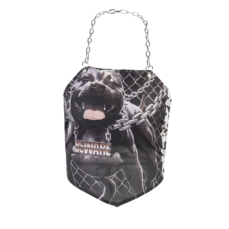 

InsGoth Grunge Sexy Black Halter Camis Punk Metal Straps Backless Women Camisole Goth Harajuku Bandage Summer Basic Clubwear