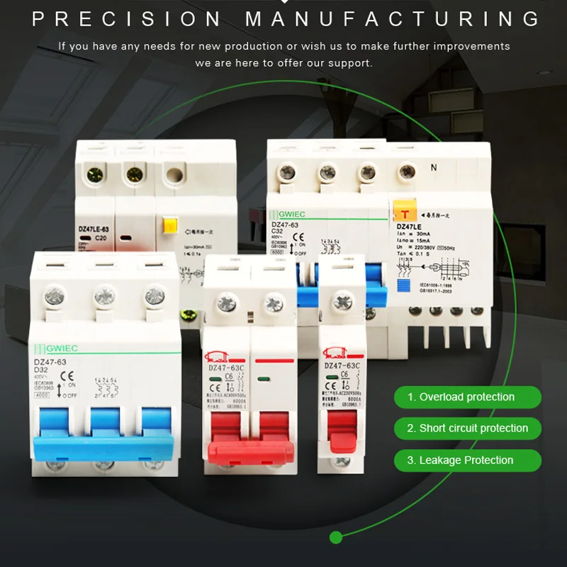 GWIEC China Cheap Price Dz47-63 230V Single Pole MCB Electrical Miniature Circuit Breaker | Breakers