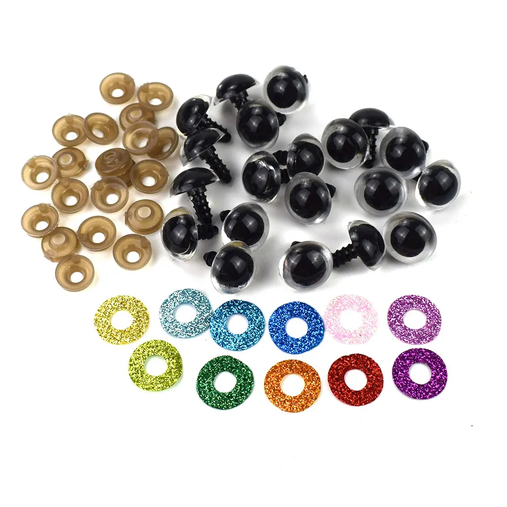 

80PCS 10/12MM Mix Color Shinning Glitter Eyes Safety Puppet Toy Plush Toy Color Doll Eyes for Amigurumi Crochet Stuffed Animal