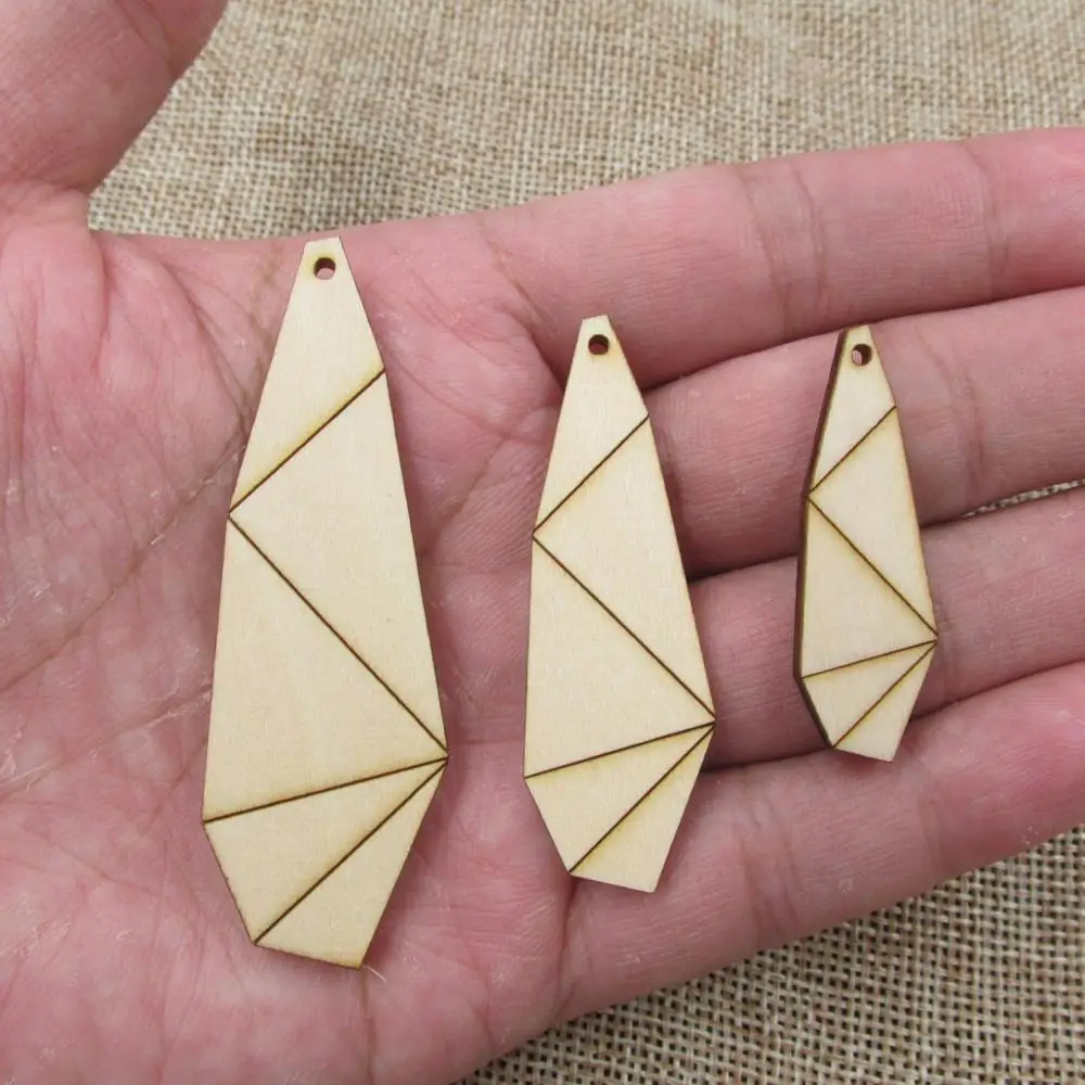 Необработанная Геометрическая деревянная вырезная фанера в форме слезы с