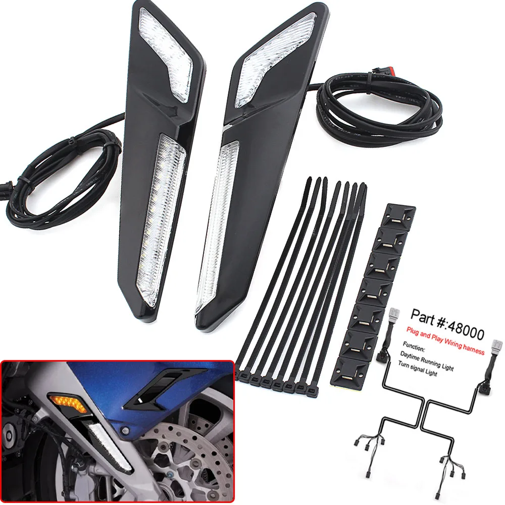 

Мотоцикл LED передняя вилка установлен NAV огни для Honda Goldwing GL1800 Тур 18 + вспомогательные сигнальные огни DRL черные части