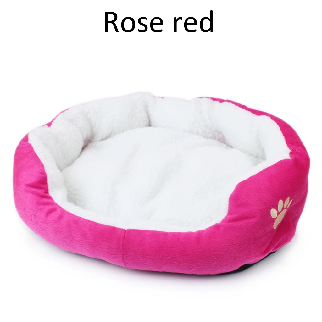Rose red Согревающая кровать для домашних животных, собачий домик, мягкий материал, гнездо, круглые корзины для кошек, осень и зима, теплый портативный питомник для кошек, щенков, 40*50 см - Цвет: Rose red