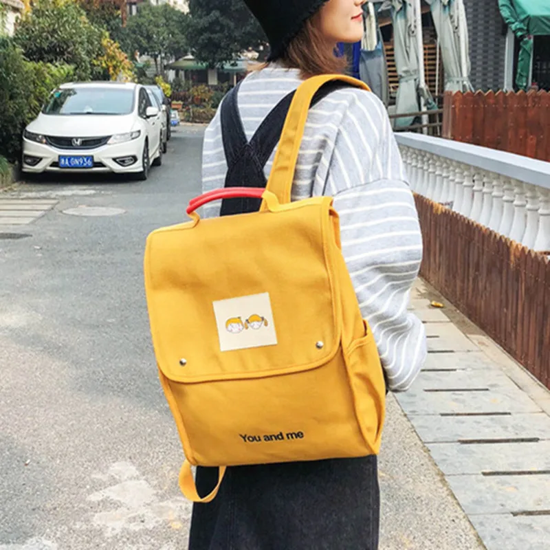 Harajuku повседневные женские холщовые школьные сумки на плечо желтая молния