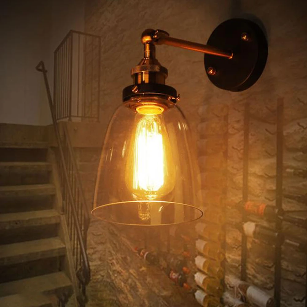 Винтажный стеклянный настенный светильник бра в деревенском стиле Ретро для