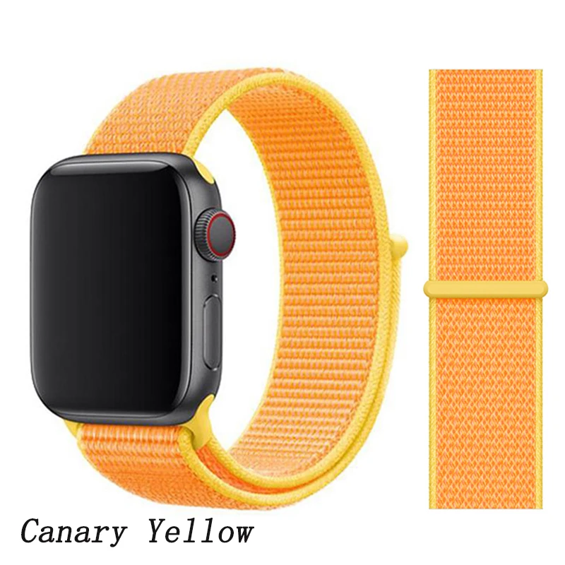 Ремешок для apple watch 5 4 ремешок 44 мм 40 мм Correa 42 мм 38 мм iwatch 5 4 3 2 нейлоновый браслет pulseira ремешок для часов - Цвет ремешка: Canary Yellow