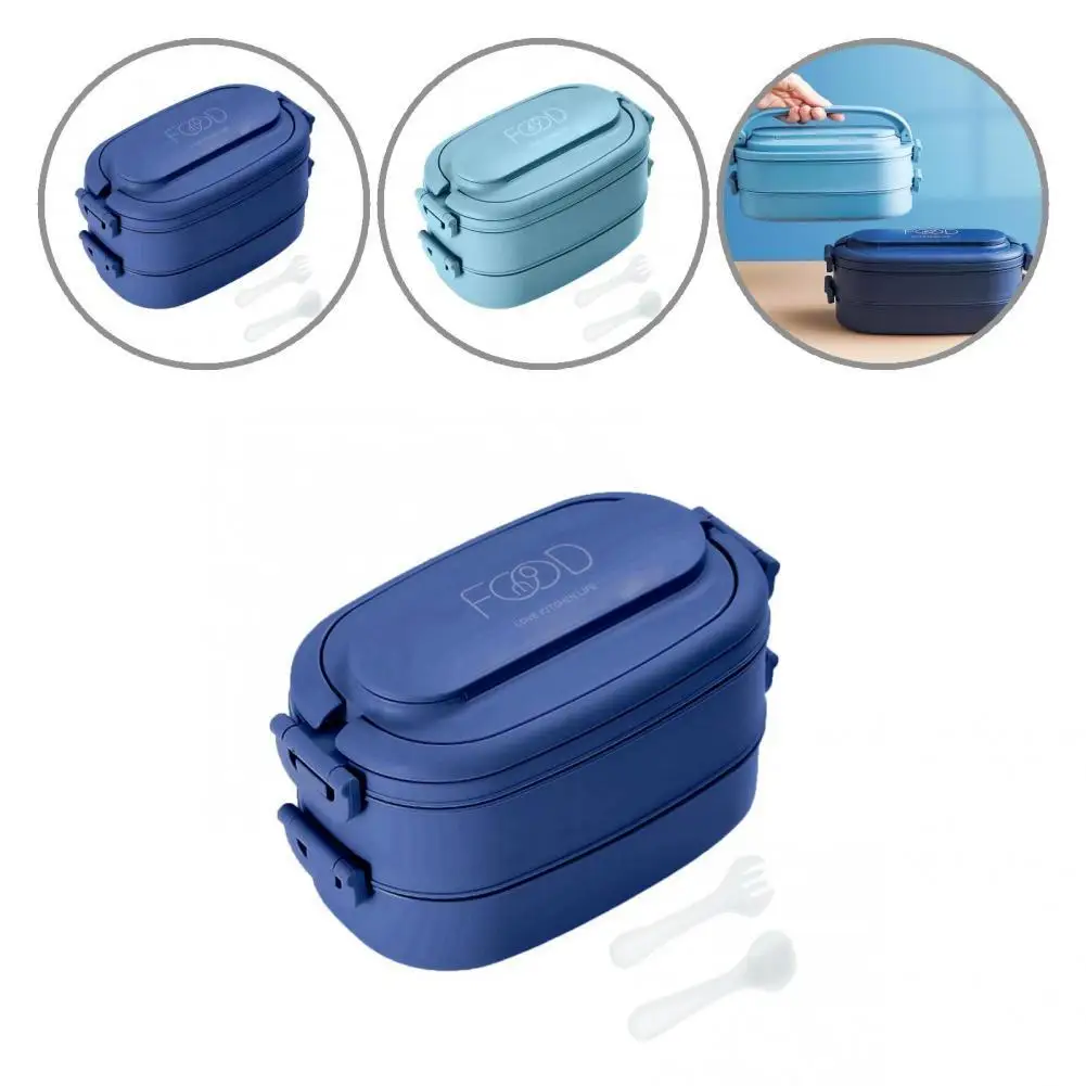 

Silicone Ring 1550ml Modern Portable Sealed Bento Lunch Box with Spoon Fork Lunch Container Japanese Style for School