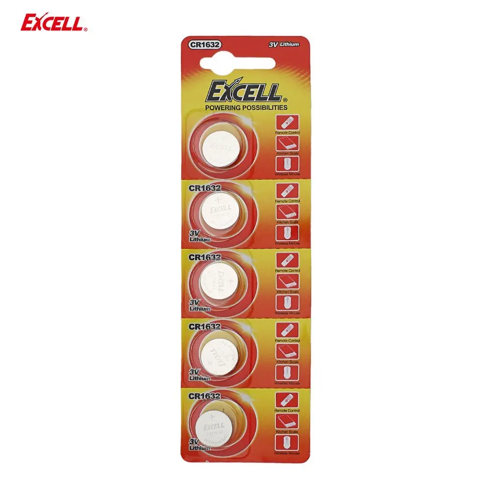 5 шт./компл. EXCELL 3V литиевые плоские батареи CR1632 батарея для монет дистанционного
