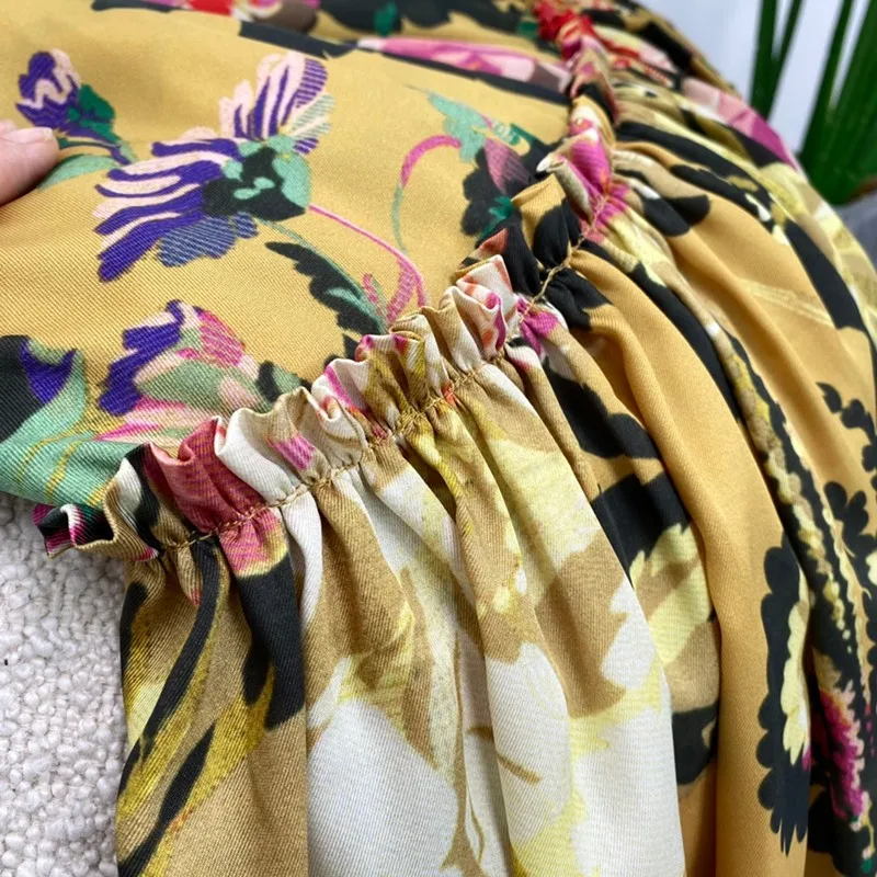 

2021 Summer Vintage Fashion Sleeveless Floral Print Ladies Elegant Loose Designer Dresses