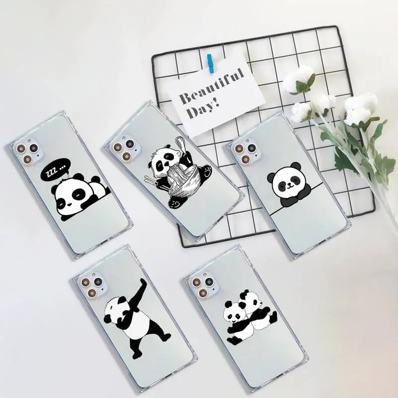 

panda Cute Cartoon animal Phone Case Transparent for iPhone 7 8 11 12 se 2020 mini pro X XS XR MAX Plus