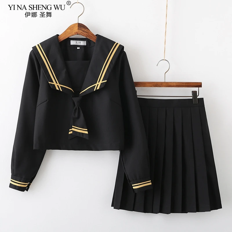 

Japanese Style Girl Tops Pleated Skirt JK Uniform Kawaii Navy Sailor Set High School Uniform Women Academy Anime Cosplay Costume