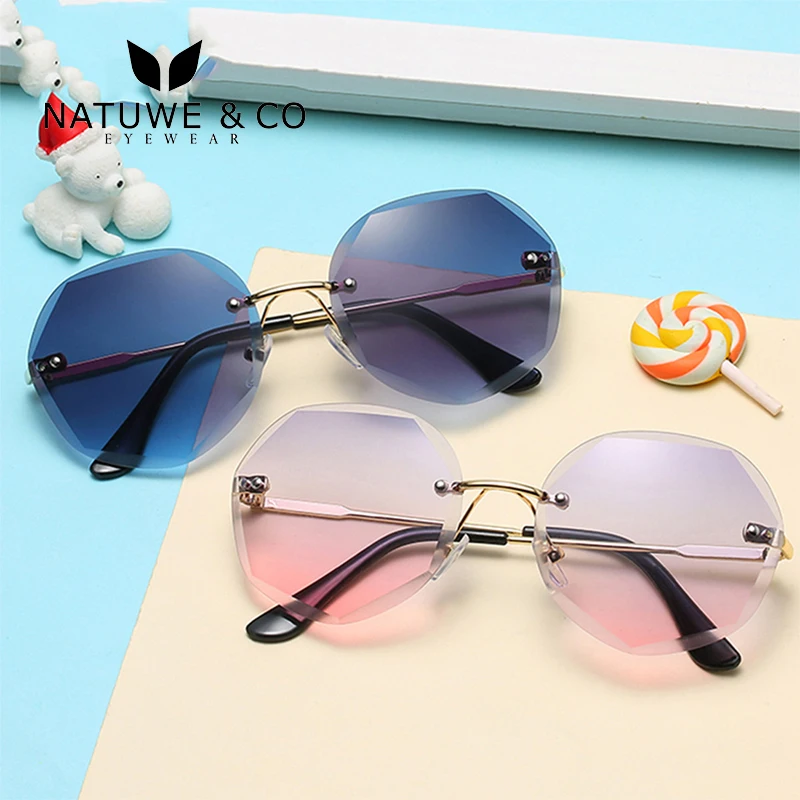 

UV400 Kids Round Fashion PC UV400 Rimless Kids Blue Sunglasses 2021