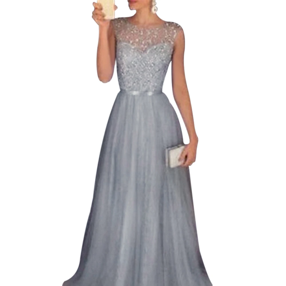 style 2 gray Женское винтажное летнее пляжное длинное платье в горошек в стиле бохо, вечернее сексуальное платье с v-образным вырезом и высокой талией, длинное платье трапециевидной формы, Vestidos - Цвет: style 2 gray