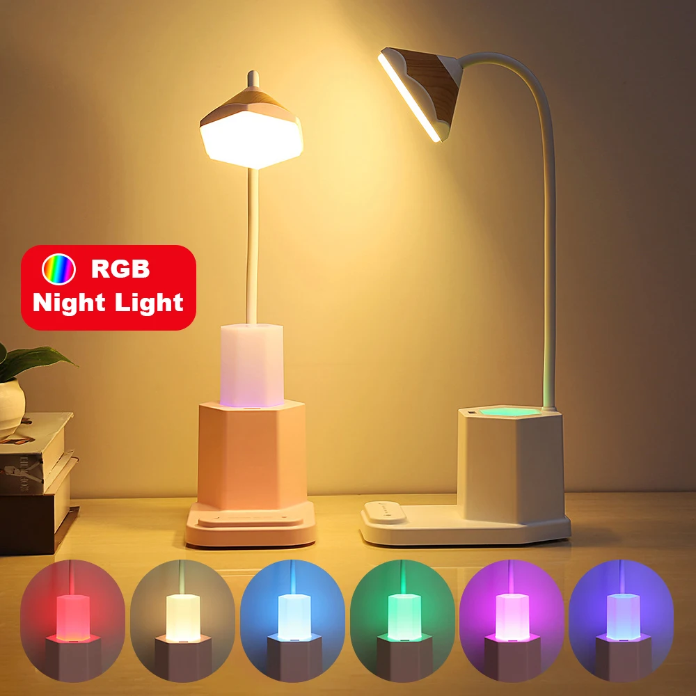 Светодиодный ночник RGB настольная лампа для телефона диммер USB выход учебы работы