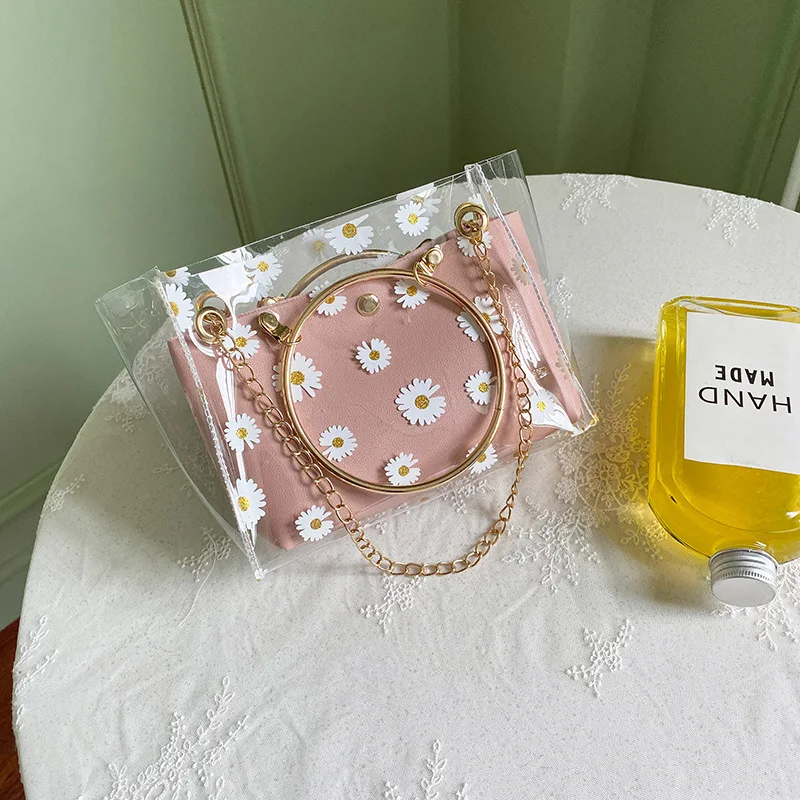 

Crossbody Bags for Women 2021Summer and Autumn New Daisy Print Pattern Jelly Women Bags One Shoulder Portable Female Bag
