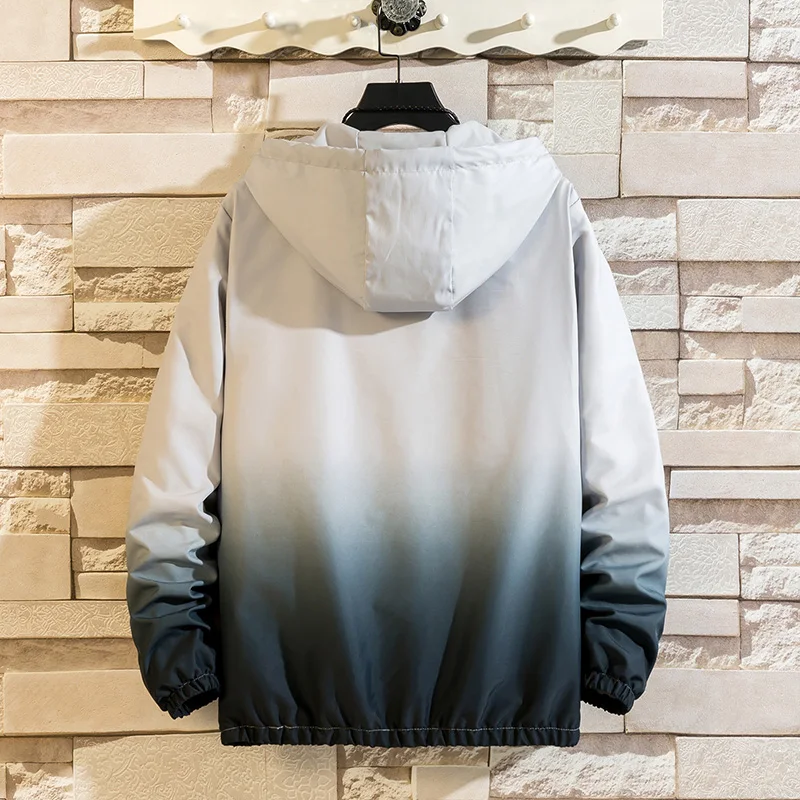 

New Mens Jacket Hooded Spring Autumn Fashion Patchwork Streetwear Outwear Men Coat Casual Hip Hop Jacket Zipper Men Windbreaker