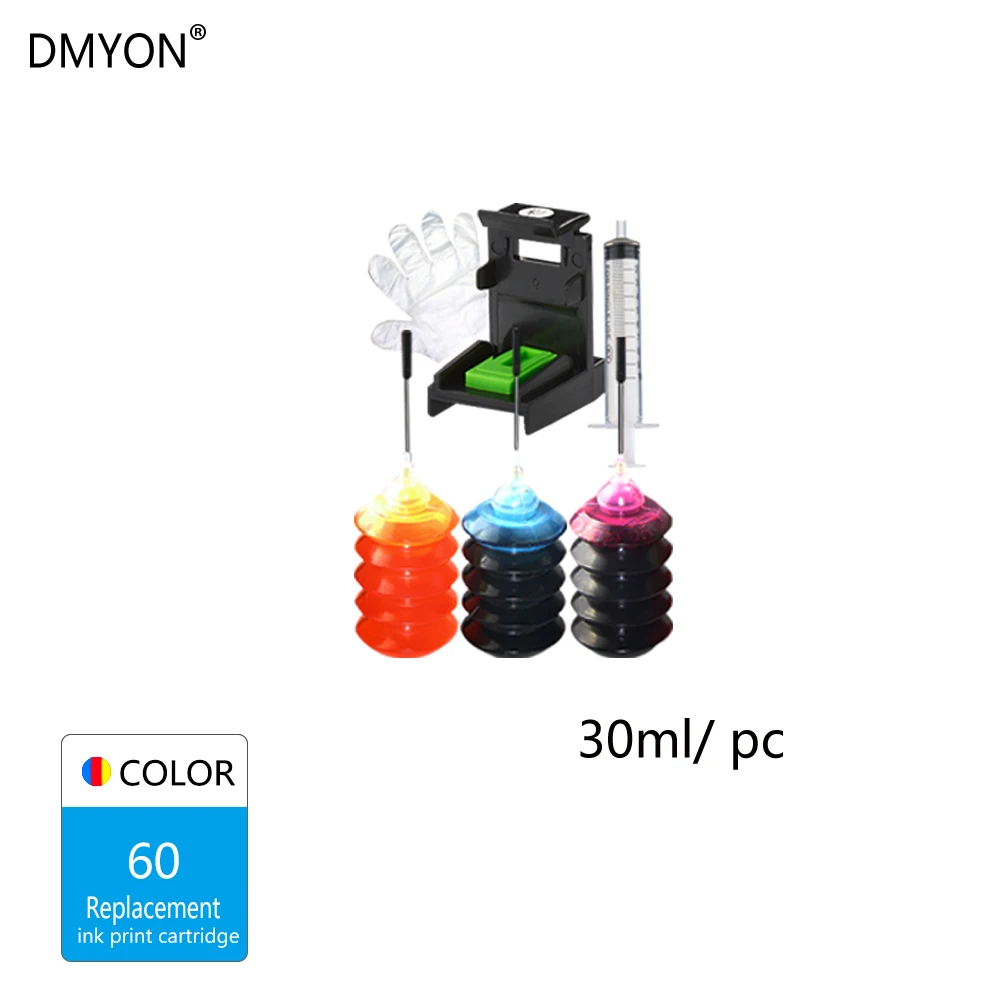 DMYON 60XL Трехцветный чернильный картридж Замена для Hp 60 F2480 F2420 F4480 F4580 F4280 D2660 D2530 D2560