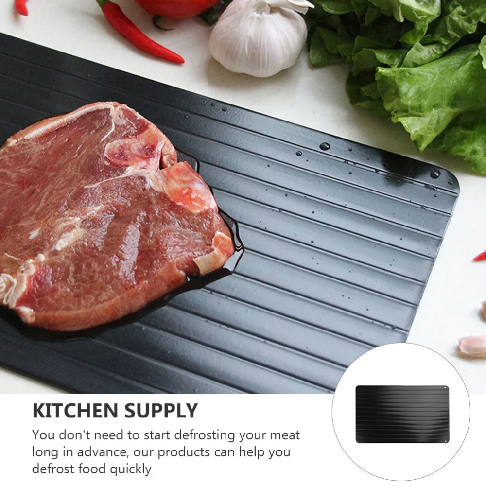 

2Pcs Quick Thawing Plates Fast Defrosting Trays Meat Defrosting Plates (Black)