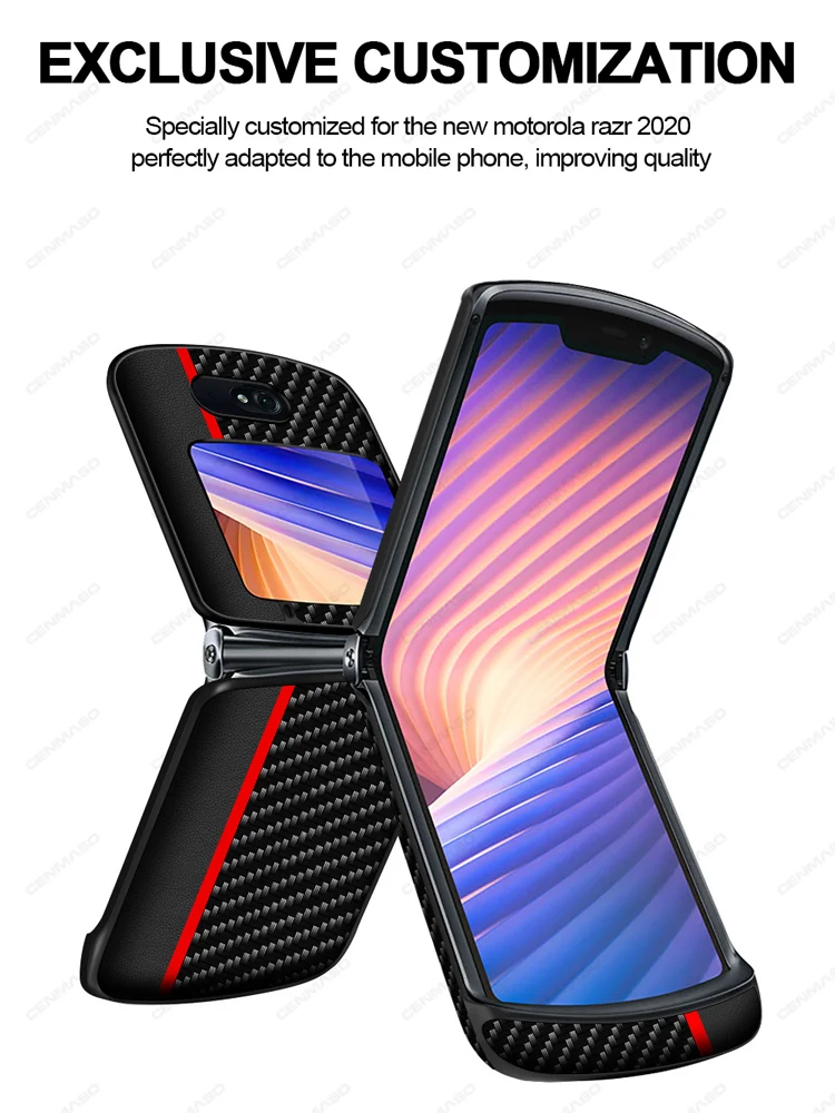 grma original motorazr cowhide genuine vegan carbon leather protective front back cover for motorola moto razr 2 5g 2020 case free global shipping