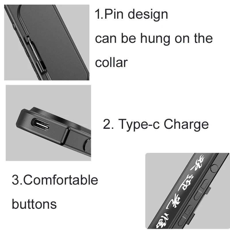 DIY private customization Light-emitting breastplate Rechargeable  Mini Walkie Talkie Two Way Radio Pация with Earpiece 2pcs
