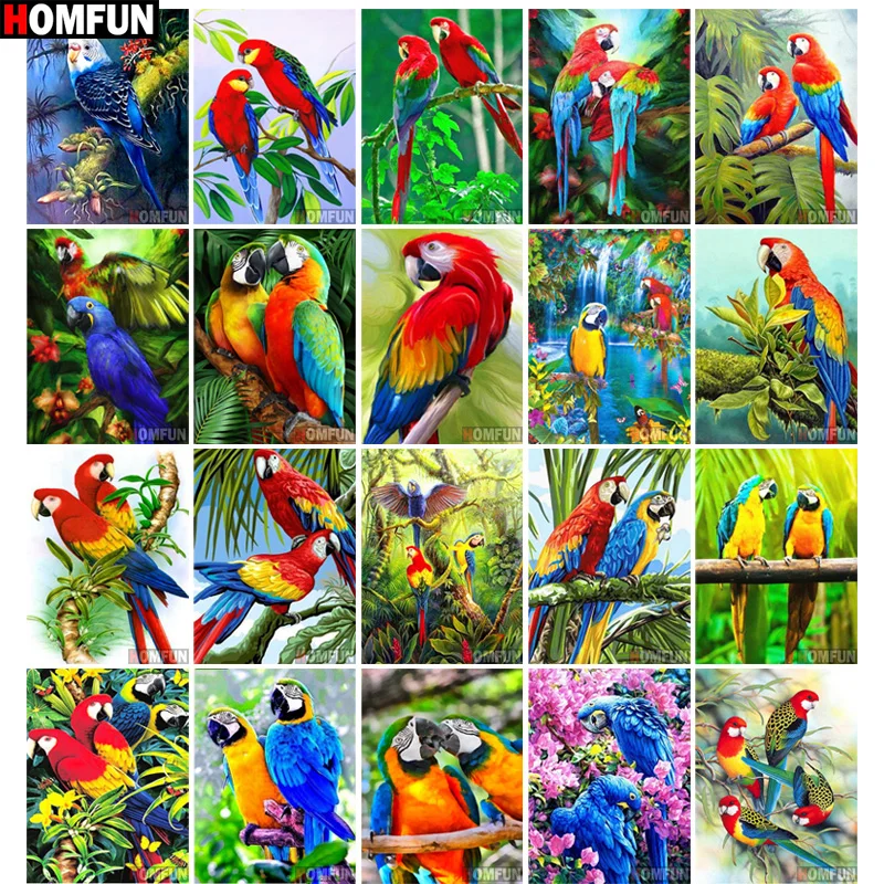

Алмазная 5D картина HOMFUN «попугай», вышивка крестиком с полными квадратными/круглыми стразами, домашний декор, подарок для творчества