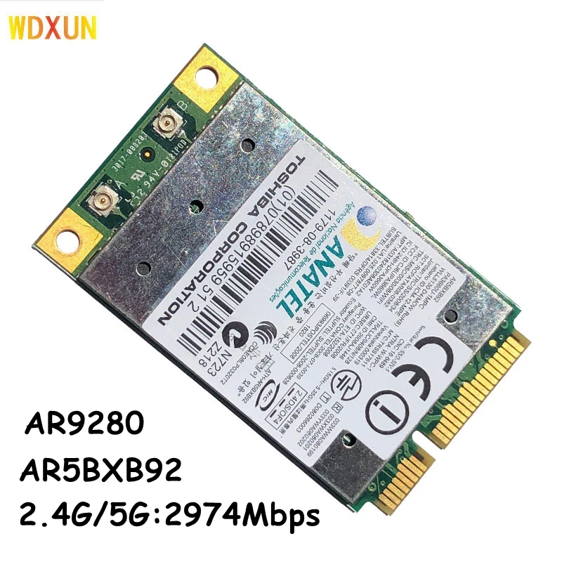 Atheros AR9280 AR5BHB92 dual-band 2.4GHz / 5GHz 802.11a / B / G / N 300Mbp wireless wi-fi mini-pci-e card module WiFi