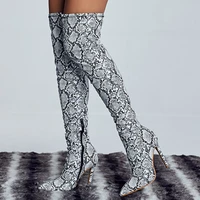 2022 women over the knee thigh high boots snake print 11cm high heels serpentine stripper long pleaser winter leather prom shoes
