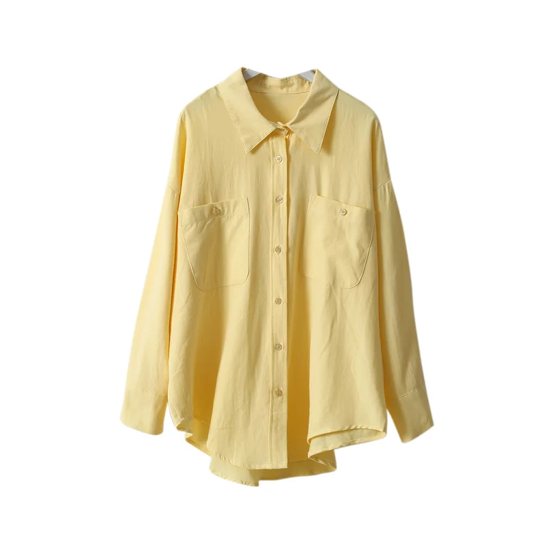 Белый Топы для женщин 2021 на осень-лето детская одежда с отложным воротником