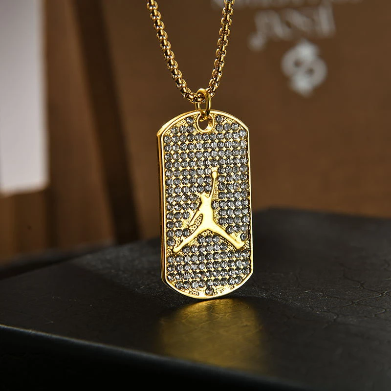 

2021 European and American basketball men's pendant necklace Trendy personality Hip hop punk men's necklace Jewelry wholesale