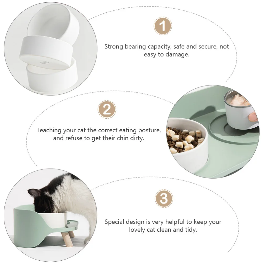 

1PC Cervical Spine Protective Cat Bowl High Feet Pet Ceramic Bowl (Mint Green)