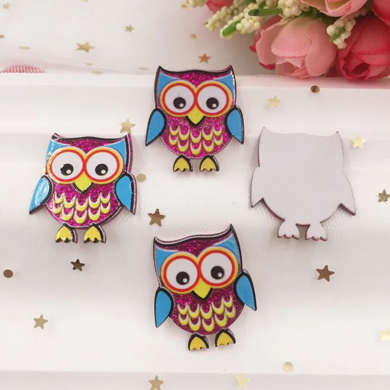 Милый цветной акриловый лист Совы с плоской задней стороной миниатюрный узор
