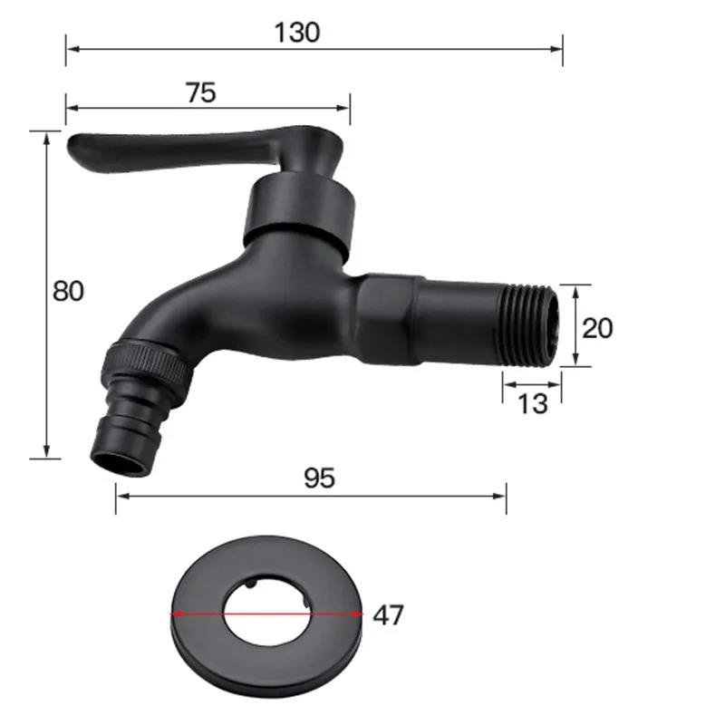 Черный Смеситель Для Холодной Воды С Одной Ручкой Настенный Стиральной Машины