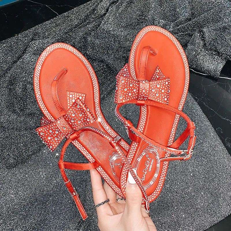 SWYIVY/женские босоножки Пляжная женская обувь с бантом-бабочкой Летние сандалии