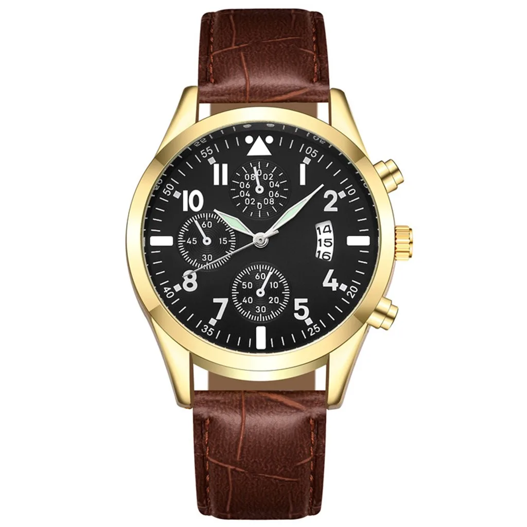 

Popular Luminous Men Watches With Leather Mens Analog Quartz Function Wrist Watch For Man Gift Calendar Reloj Hombre