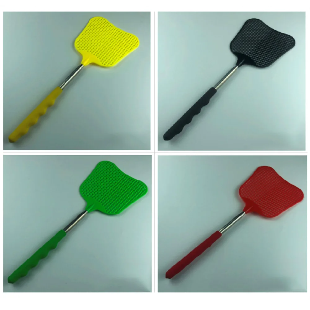 

3pcs Palm-leaf Fan Shape Multifunctional Mosquito Flyswatter with A Stretch Stainless Steel Handle for Home(Red)