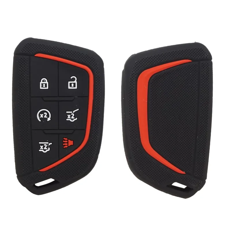 

Xinyuexin Silicone Key Fob Protect Skin Cap Cover Case for For 2021 Cadillac Escalade 6 Button Keyless Remote Key Shell