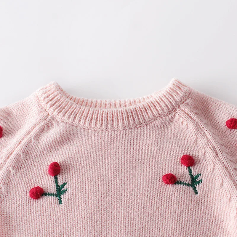 Baby Girls Knit Romper Autumn Long Sleeve 3D Cherry Soft Wool Jumpsuit Newborn Rompers Cotton Infant Toddler Clothes Costume | Детская