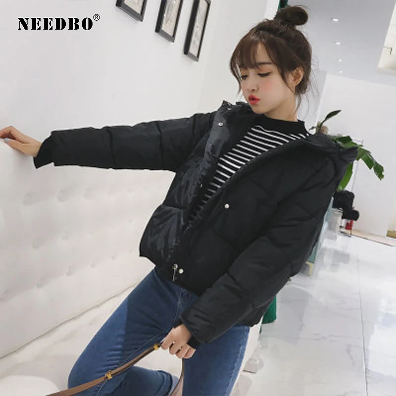 NEEDBO Winter Jacket Women Oversize Parka Winter Coat Hood Elegant Casual Cotton-padded Jacket Female Clothes Outs
