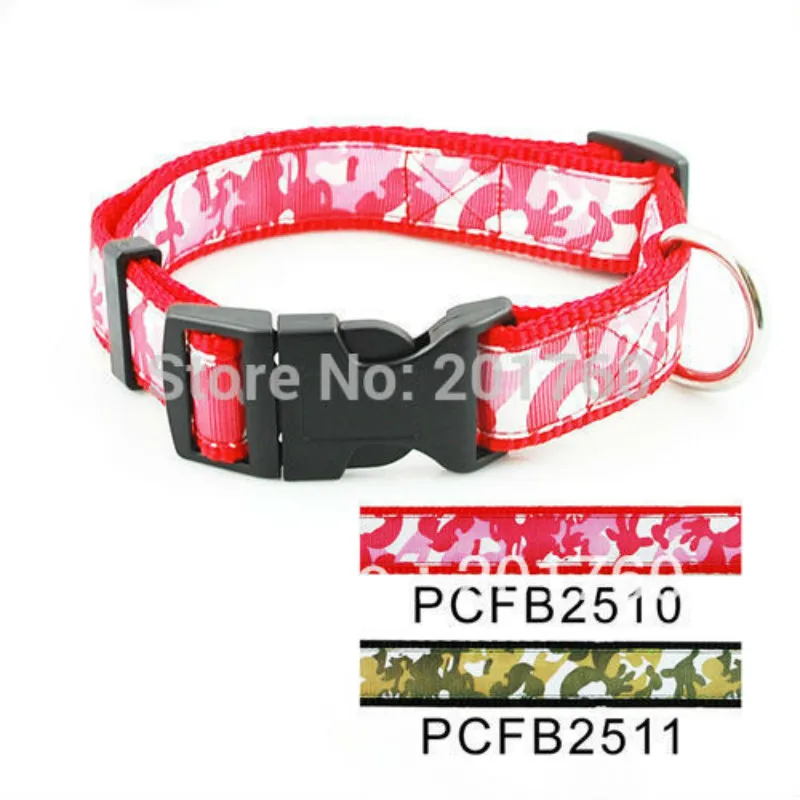 

Pet Products Dog Supplies Collars Color Nylon 2.5cm Classic Dog Battle Fatigues Collar Buckle Style (2 Colors) 6 Pcs/lot