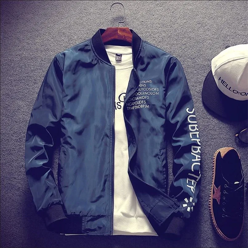 Новая куртка-бомбер мужская куртка-пилот с буквенным принтом тонкая
