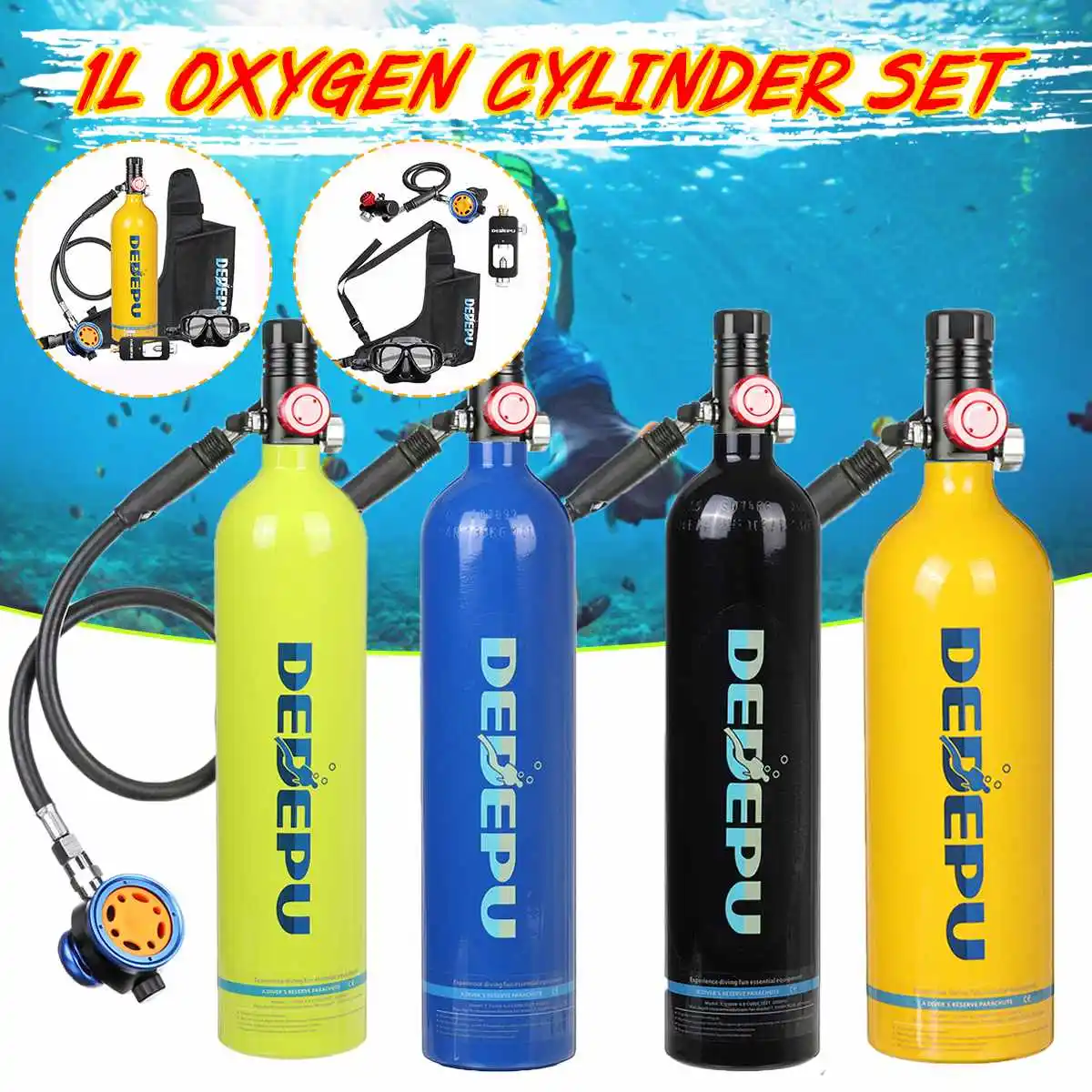 

Scuba Diving Cylinder Respirator Air Tank 1l Oxygen Cylinder Diving Respirator Scuba Diving Equipment Set Underwater Breathing