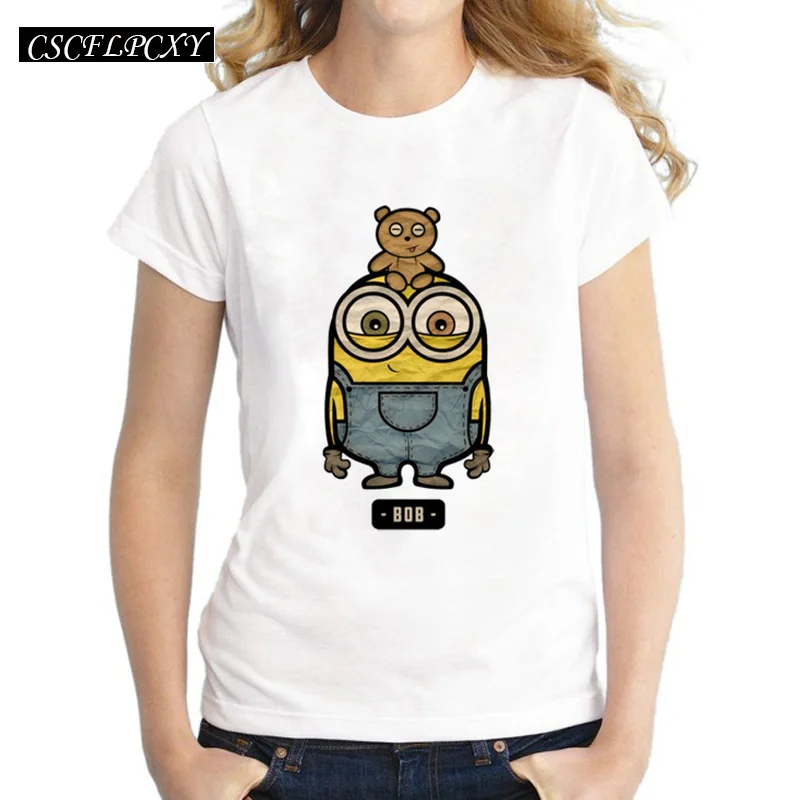 Женская Базовая футболка азиатского размера с изображением Боба миньона