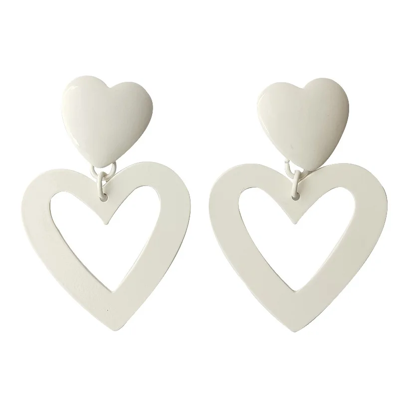 

Big White Heart Earrings For Women Silver Plated 2021 New Fashion Jewelry Gift A098