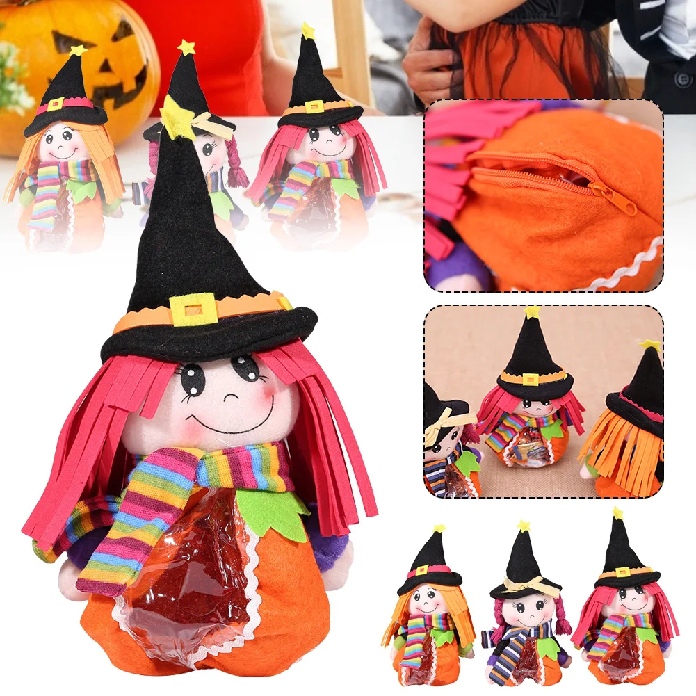 

New 1/3PC Transparent Halloween Candy Bag Creative Halloween Witch Doll Candy Bag Desktop Decorations Children Gift Tote Bag