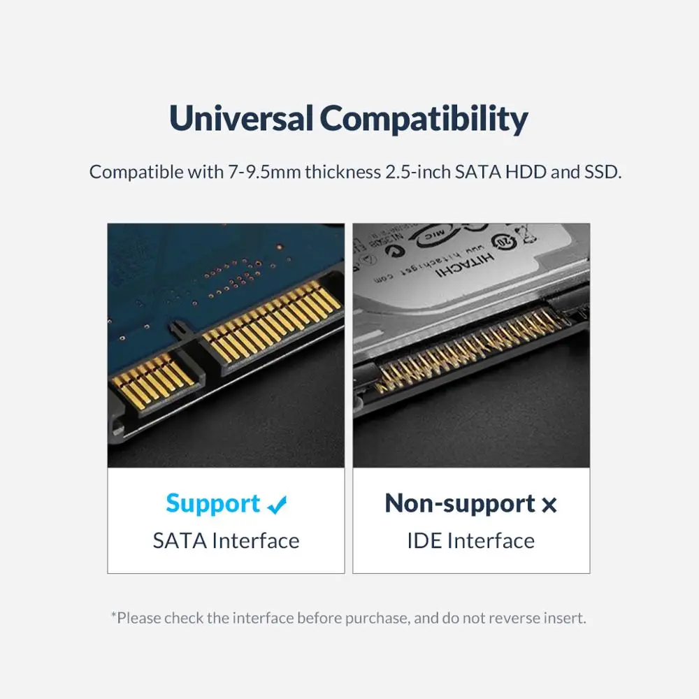 

ORICO 2.5'' DIY Portable Solid State Drive 2.5 Inch SATA SSD with Type C HDD Case Enclosure USB 3.1 5Gbps External Hard Drive