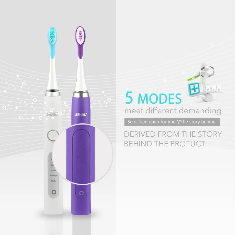 Зубная щетка SEAGO звуковая электрическая перезаряжаемая ультразвуковая